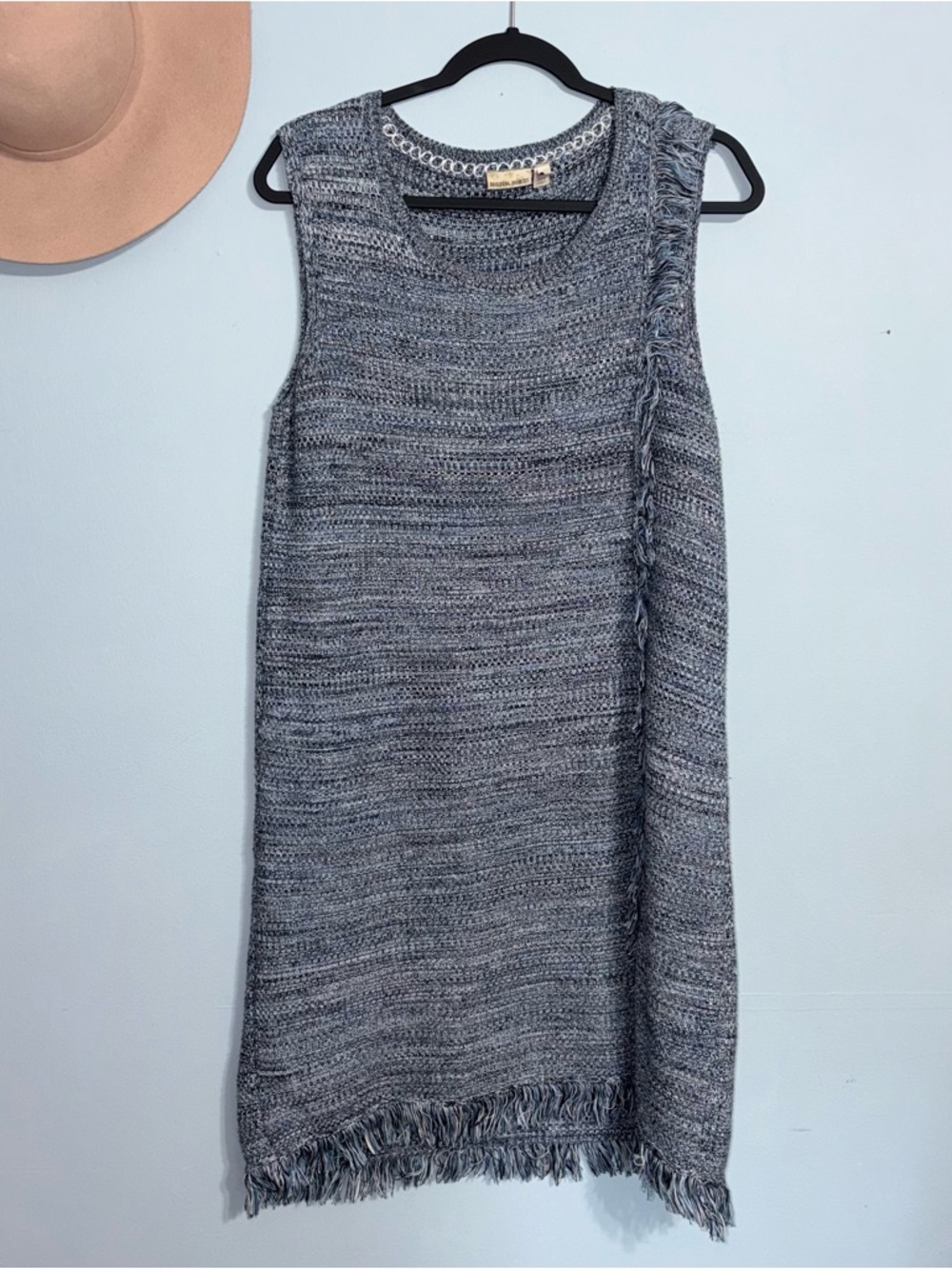 Holding Horses L Anthropologie Sleeveless Grey Soft Knit Fringe Tunic Dress